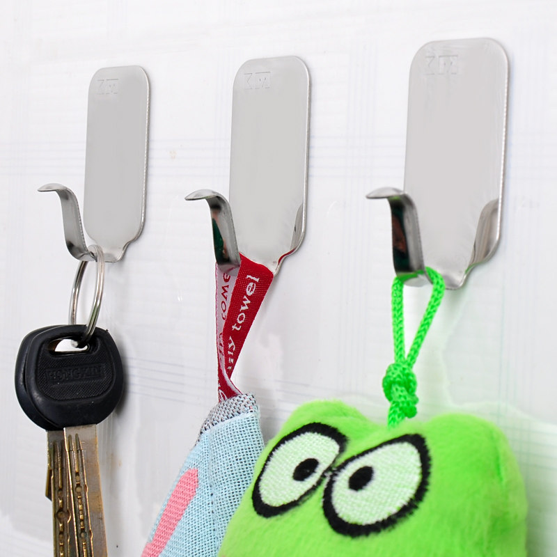 KM free of scratchy nails powerful adhesive bearing hook stainless steel door rear hanging clothes hook adhesive glue Sticky Hook Creative Kitchen Wall-mounted