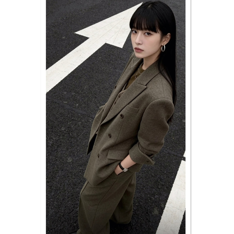 Autumn and Winter Suit Set for Women 2026 New Korean Style Loose Slimming Retro Style Casual Suit Wide-Leg Pants Two-Piece Set Autumn and Winter Suit Set for Women 2026 New Korean Style Loose Slimming Retro Style Casual Suit Wide-Leg Pants Two-Piece Set