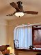 Medieval-Style Bedroom Ceiling Fan Lamp, American Retro New Style Solid Wood Creative Walnut Living Room Study Ceiling Fan Lamp