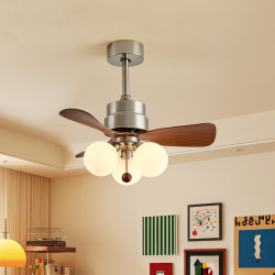 French-Style Vintage Fan Light for Bedroom, Living Room, Dining Room, Ceiling Fan Light, Walnut Color, Retro Bauhaus Lighting, High-End Feel