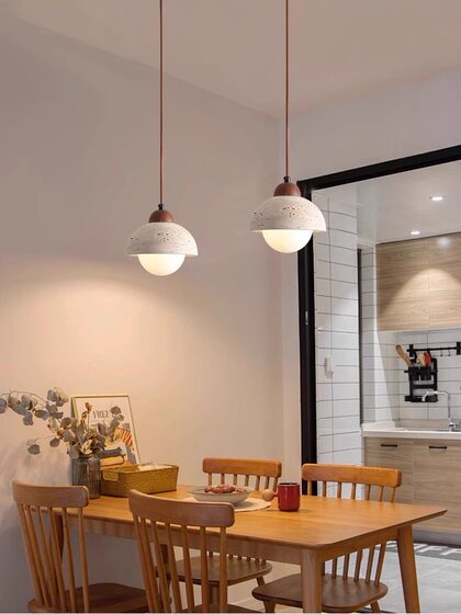 Yellow Cave Stone Japanese Wabi-Sabi Style Bedroom Bedside Small Pendant Lamp Creative Cream Style Homestay Retro Restaurant Bar Pendant Lamp