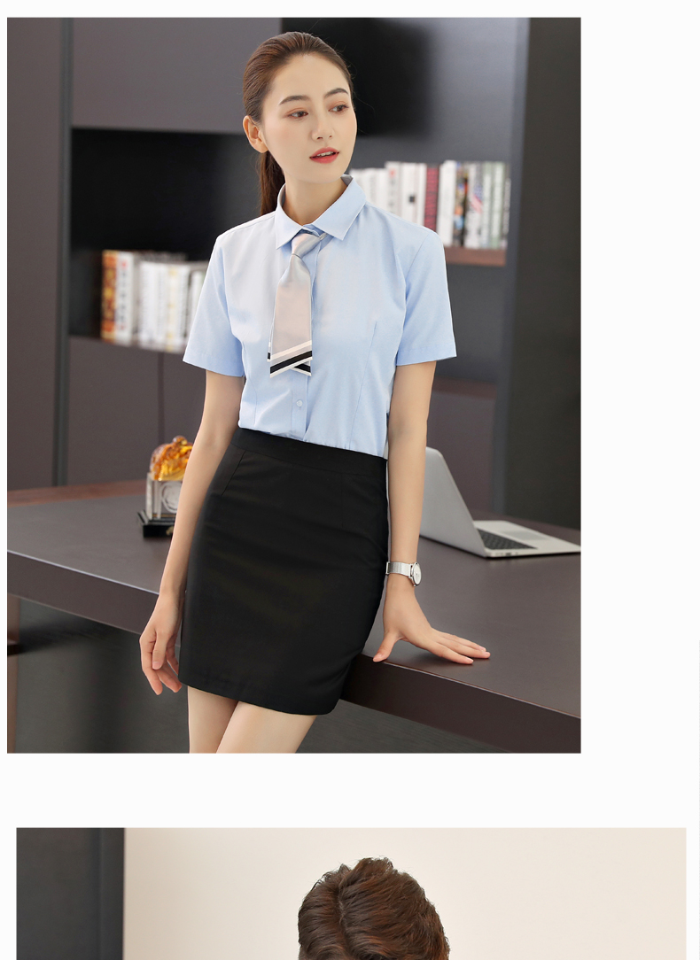 Kinh doanh mặc phù hợp với nam giới và phụ nữ ngắn tay áo sơ mi ngân hàng mùa hè bộ phận bán hàng kinh doanh ăn mặc nam áo sơ mi bán hàng làm việc quần áo