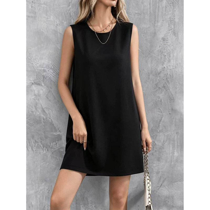 Plus-Size Spring and Autumn New Women's Fashion High-End Elegant Vest Dress, Round Neck, Loose Fit, Slimming Casual Blazer Dress