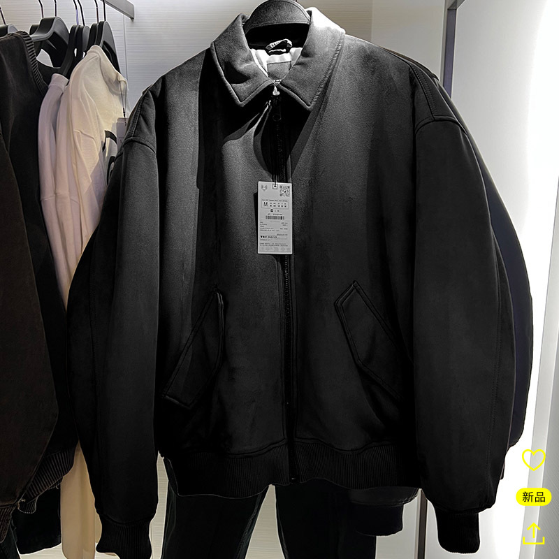 New Autumn and Winter Men's Suede-Like Cotton Jacket with Thickened Lining, Suede Leather Jacket Za 6318301 800