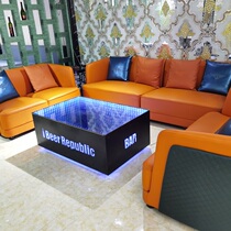 New KTV coffee table luminous abyss bar deck table stainless steel marble table light luxury factory customization