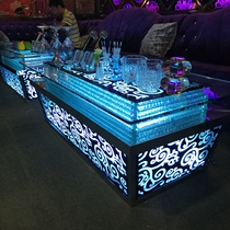 2021 new KTV coffee table luminous European stainless steel tempered glass bar bar KTV table marble