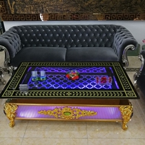 New KTV coffee table luminous European stainless steel titanium tempered glass bar table living room tea table 2021 bar table