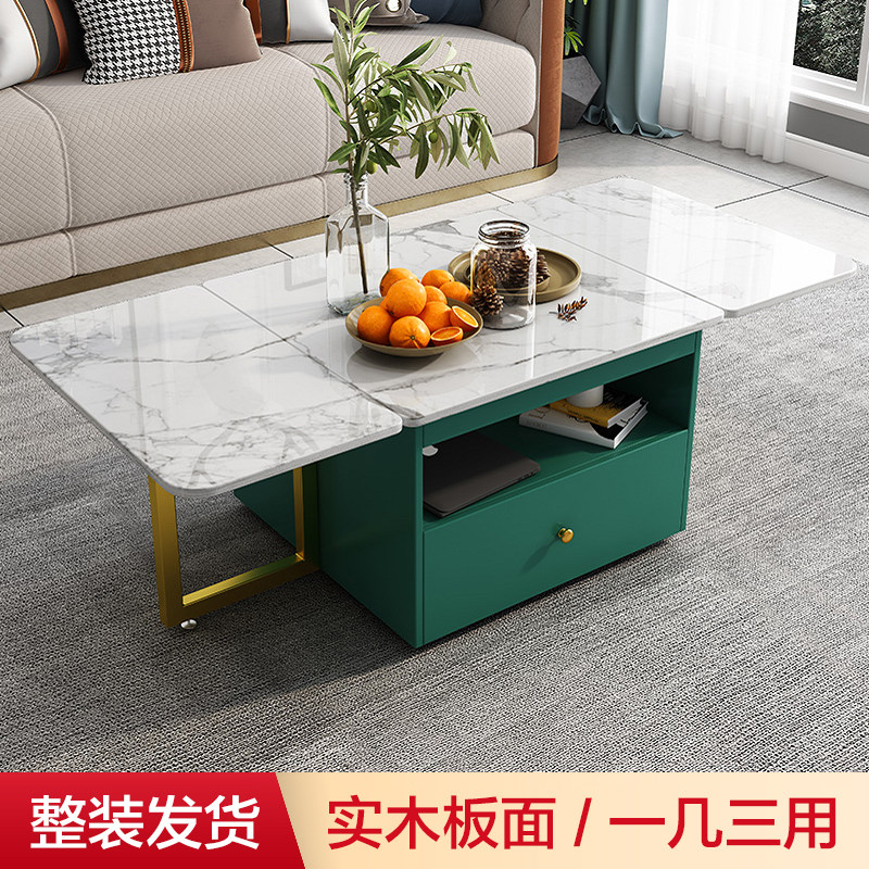 Light extravagant mini tea table solid wood living room edge a few mobile tea table multifunction storage small family type home folding tea table-Taobao