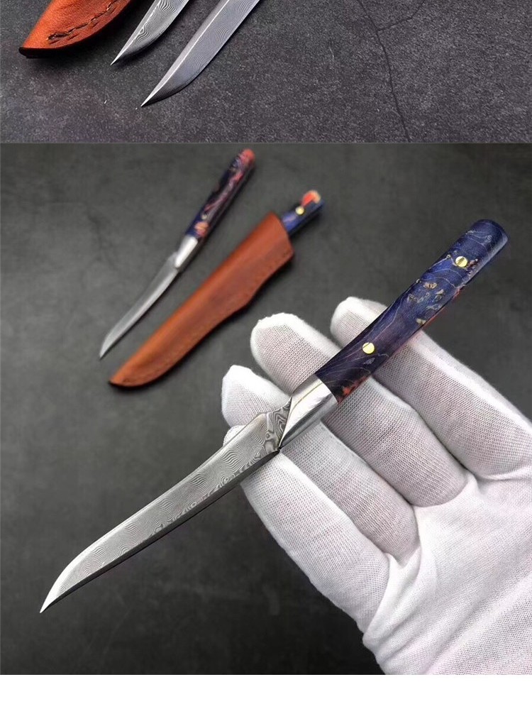Nhà máy trực tiếp Trung Quốc ngoài trời thủ công nhỏ dao thẳng Damascus không clip thép rèn Máy cắt độ cứng cao - Công cụ Knift / công cụ đa mục đích bộ xẻng đa năng