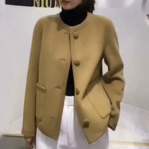 European station round neck double-sided cashmere coat womens short double-sided small fragrant wind high-end small woolen coat