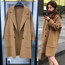 Cashmere coat Womens Small suit cocoon double-sided wool jacket loose thin 100% wool small high-end