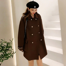 European Station double-breasted double-sided cashmere coat womens long loose double-sided autumn and winter New woolen jacket