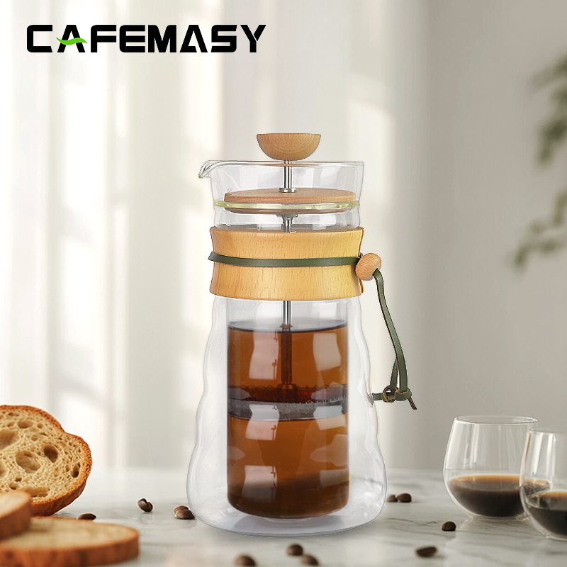 Coffee Sharing Pot, Hand-Brewed Coffee Appliance, High Borosilicate Glass Brewing Pot, Household Coffee Double-Layer Glass French Press Pot