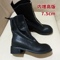  guidi boots PL2 front zipper leather Martin boots womens inner height-increasing small short boots mid-tube boots spring and autumn single boots