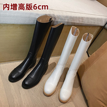 Small fragrant camellia knight boots female high tube thin inner increase small but knee-length boots British military boots