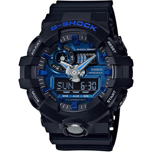 CASIO卡西欧G-SHOCK 男士黑色圆表盘手表 GA-710-1A2JF