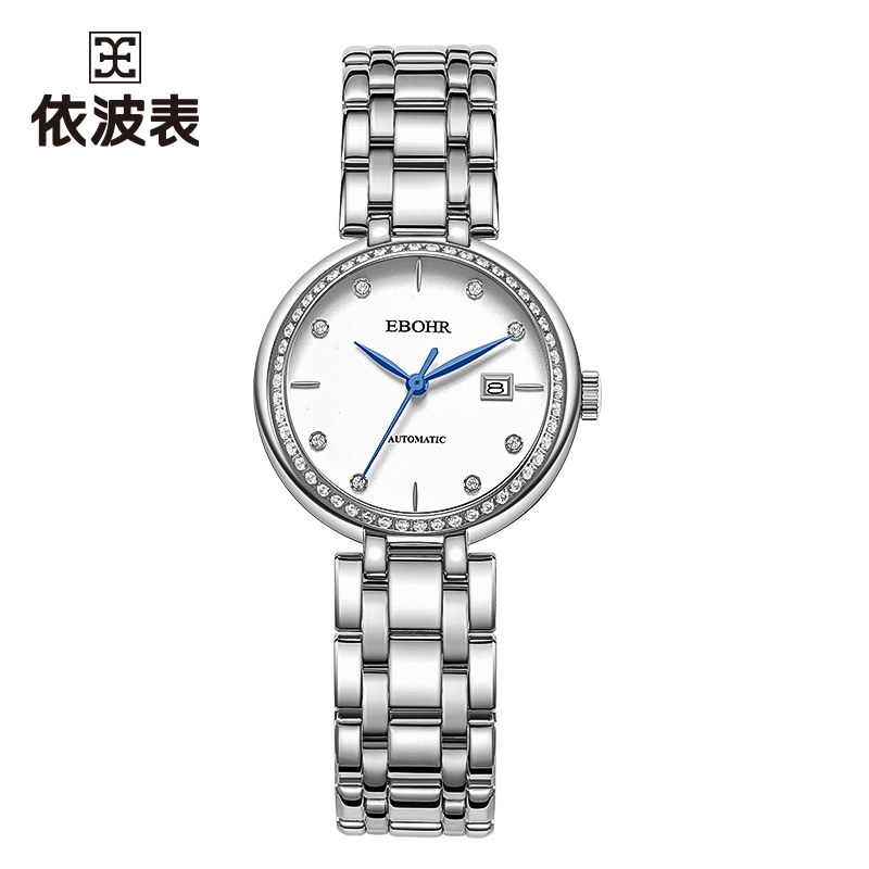 依波（EBOHR）手表女 卡纳系列 同心圆白面女士自动机械手表 节日礼物