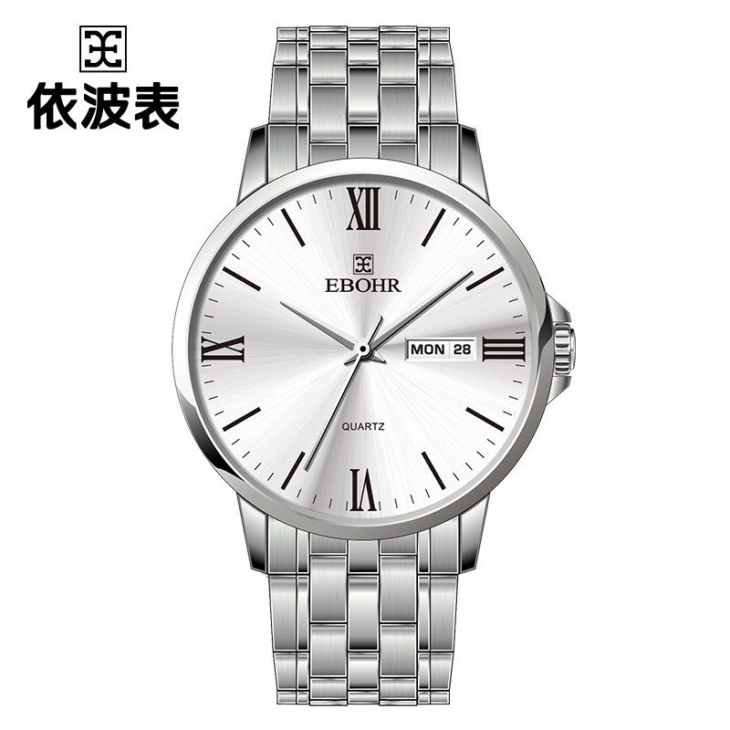 依波(EBOHR)手表简约防水钢带石英腕表情侣表