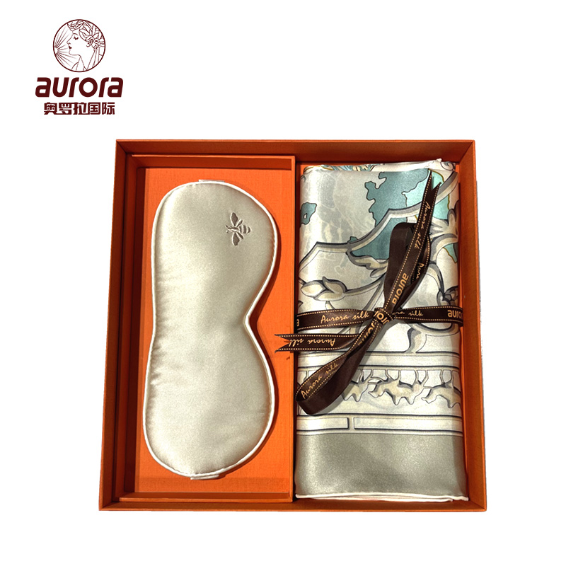 奥罗拉aurora丝路真丝大方巾+眼罩 套装 90*90CM