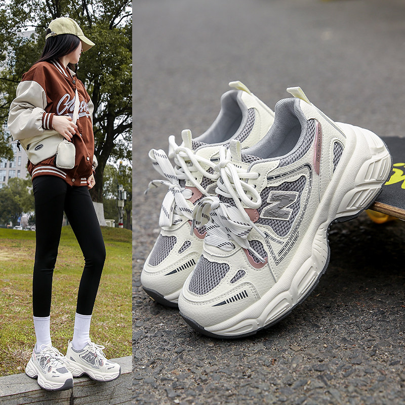 新百伦网面透气厚底休闲鞋子女成人时尚轻便休闲老爹鞋女鞋