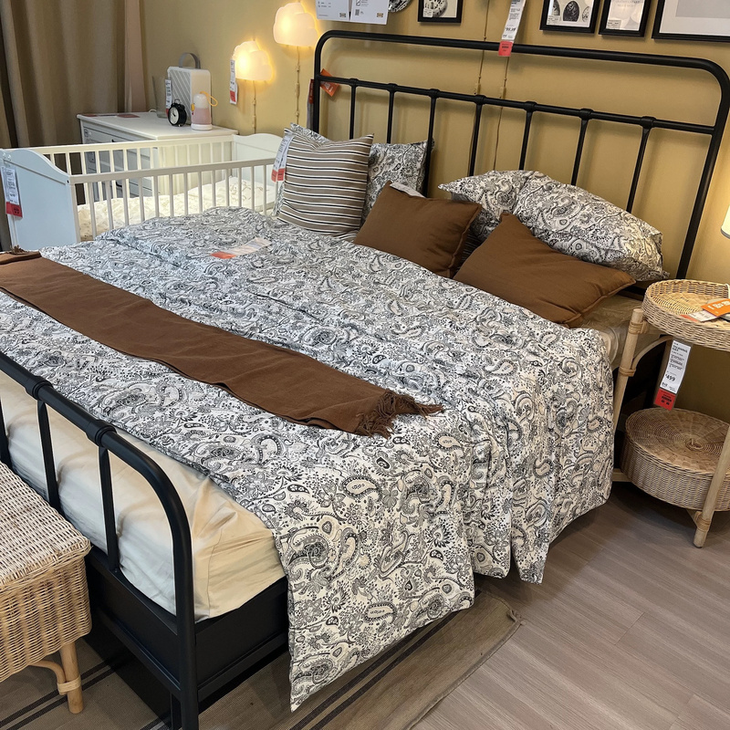 Ikea New Product Xiaruo Bed Frame, Simple Thickened and Reinforced European-Style Wrought Iron Double Bed