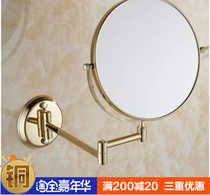 Full copper bathroom toilet with light LED beauty mirror Wall mounted bathroom makeup mirror Folding telescopic double-sided amplification