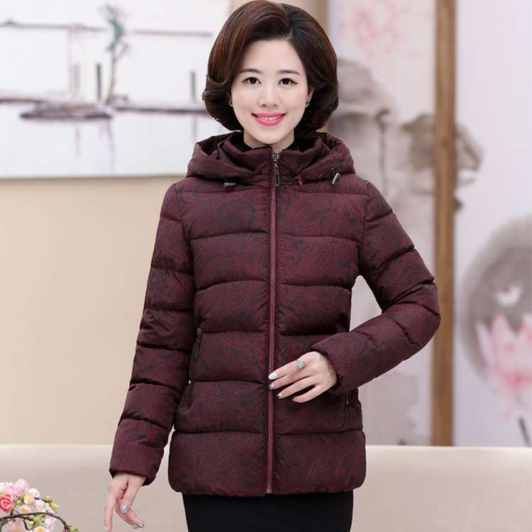 Áo khoác lông cho phụ nữ trung niên và già Áo mùa đông 60-70 tuổi bà xuống quần áo bằng vải cotton cho mẹ áo kiểu người lớn tuổi