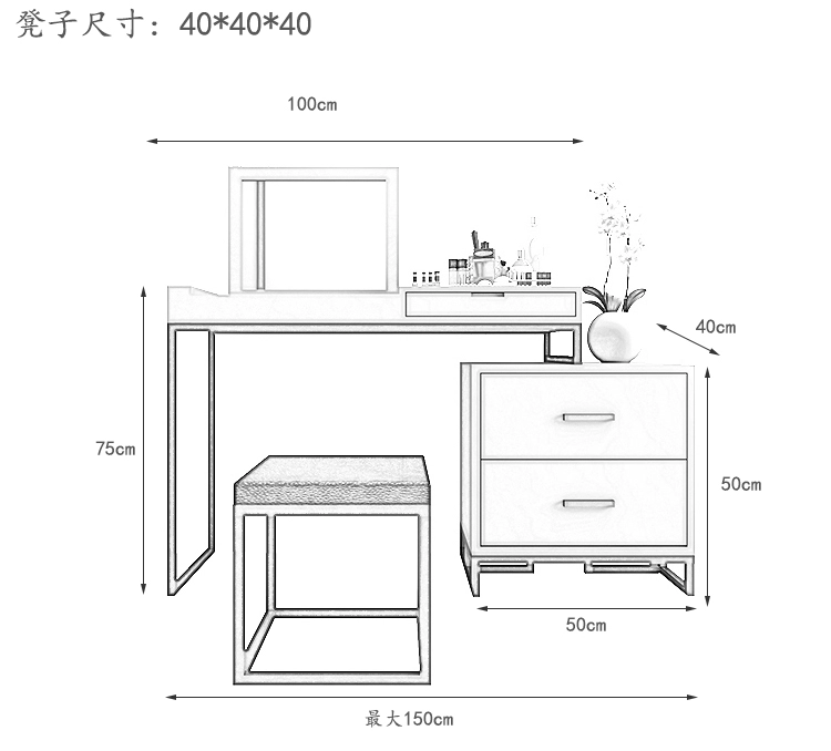 Phòng ngủ bàn trang điểm tủ quần áo kết hợp một lớp vỏ màu xám đậm sơn sáng sang trọng hiện đại tối giản túi bàn trang điểm - Bàn