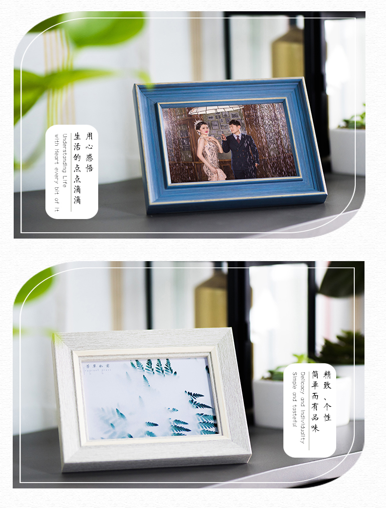 Khung ảnh treo tường album đặt 6 inch 7 inch khung ảnh khung sáng tạo tùy chỉnh đơn giản trang trí khung châu Âu - Kính kính cận