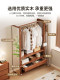 Clothes Rack with Full-Length Mirror, Integrated Solid Wood Coat Rack, Multifunctional Bedroom Floor-Standing Home-Use Movable Dressing Mirror Storage Rack