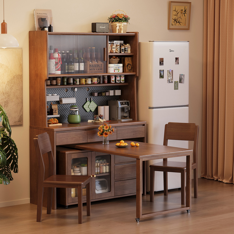 Solid Wood Sideboard 2026 New Model for Small Apartments, Multifunctional High Cabinet, Tea Cabinet, Coffee Cabinet, Storage Cabinet