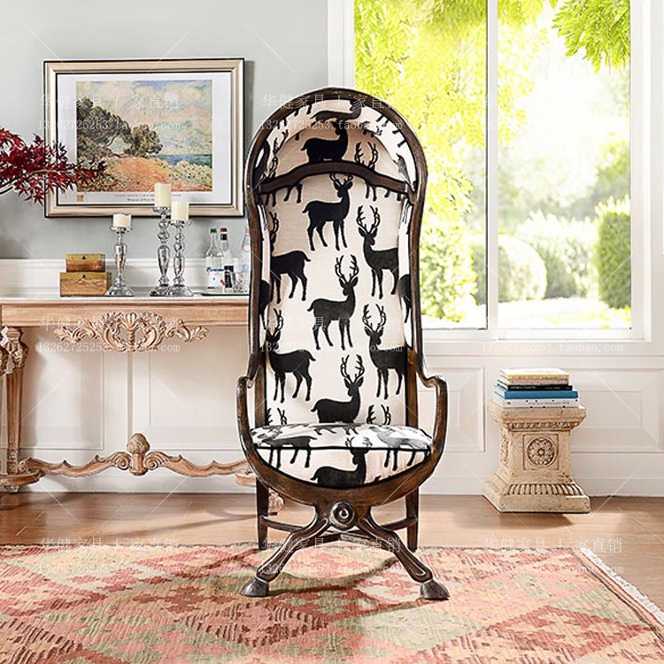 Spot full solid wood Space Chair villa high-end clubhouse high backrest leisure chair eggshell shape luxury single sofa