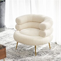 Nordic single sofa small apartment simple modern white lamb cashmere fabric light luxury leisure chair color can be customized