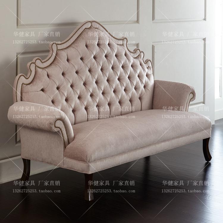 European-style double sofa villa club beauty salon fashion princess chair pink fabric bag pull buckle light luxury high back