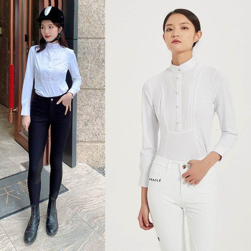Four seasons children's equestrian professional shirt long-sleeved horse riding clothing adult women's T-shirt competition training horse riding