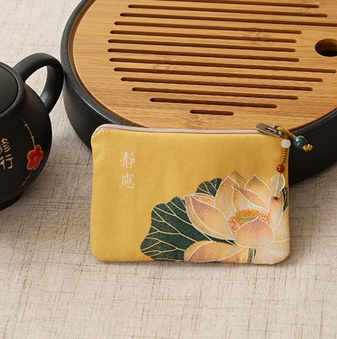 Retro wind clutch bag coin purse portable Zen Shanyutang hand-embroidered storage bag creative cultural gift