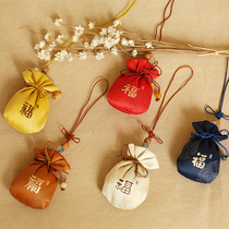 Retro Zen Blessing Bag Portable Sachet Silk Embroidery Embroidery Prayer Blessings Creative Mobile Phone Bag Pendant Wufu fetal hair