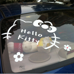 Reflective kitty car stickers hello kitty cartoon car stickers car stickers rear glass stickers