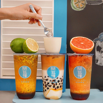 Trumpet flower disposable milk tea U shaped cup dirty tea cup Net Red Antler Lane drink transparent plastic cold drink 100 sets