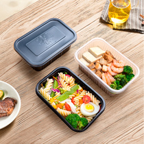 Flared flower 800ml square box disposable lunch box fast food takeaway packing plastic transparent black lunch box with lid