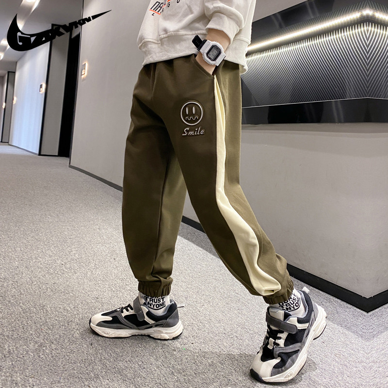 Niketon tide brand boys and girls knitted middle and large children's clothing spring and autumn Western style leisure sports long guard pants