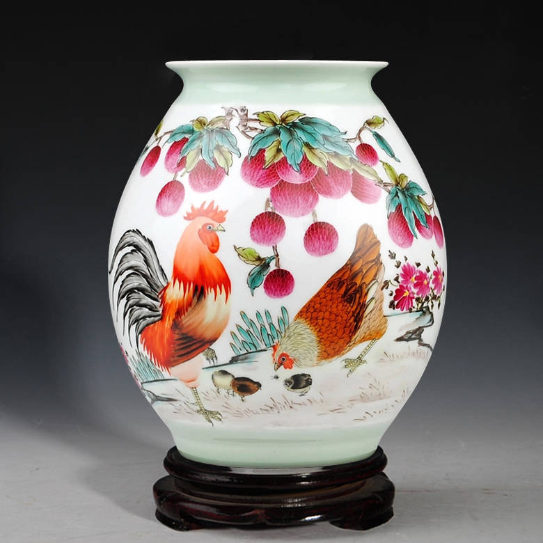 Jingdezhen Ceramics High-End Xia Guo'An's Famous Work, Hand-Painted Vase with the Inscription "Great Fortune and Prosperity", with Certificate of Collection Jingdezhen Ceramics High-End Xia Guo'An's Famous Work, Hand-Painted Vase with the Inscription "Great Fortune and Prosperity", with Certificate of Collection
