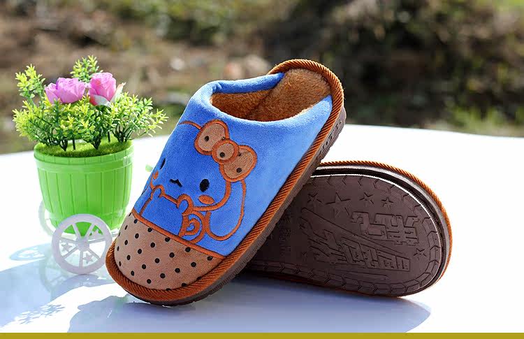 Pantoufles enfants en suède pour hiver - semelle caoutchouc - Ref 1009195 Image 21