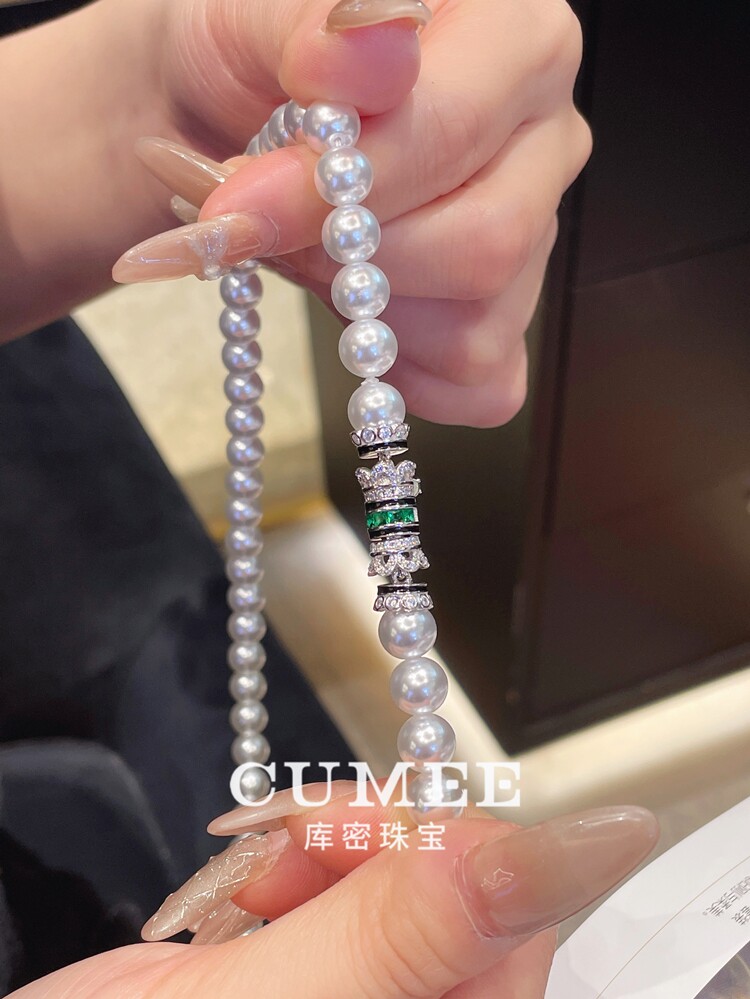 银饰吊坠 cumee 春上新 日常百搭款卡10人工澳白贝珠项链.银镀金