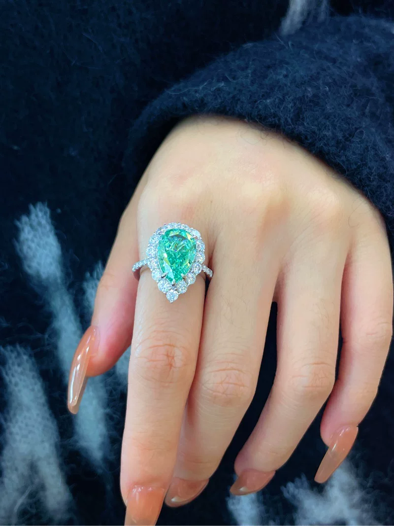 Classic artificial ring drop-shaped, custom-made, silver 925 sample