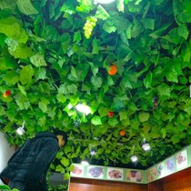 Simulated rattan ceiling watermelon top green milk tea shop restaurant blocking Begonia long Vine fake flower farmhouse Vine