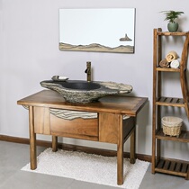 Modern Chinese wash basin basin bathroom antique creative art solid wood washbasin cabinet combination