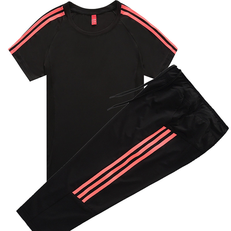 Summer new sports suit women's running loose large size fitness clothes two-piece set sports seven-point pants quick-drying short sleeve