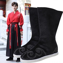 Ancient costume boots ancient style shoes ancient official boots scholars black and white red Chinese style Hanfu boots opera performance cloth boots for men