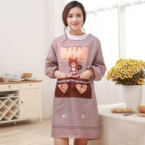 Apron Korean fashion kitchen waterproof cute long sleeve adult female men waist work clothes oil-proof